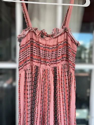 Ces Femme Juniors XL Mauve Smocked Boho Tribal Print Jumpsuit Coquette Girl Chic Multiple Size M