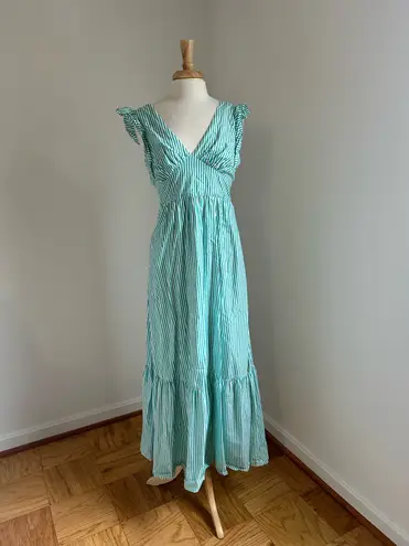 Skies Are Blue green striped maxi dress