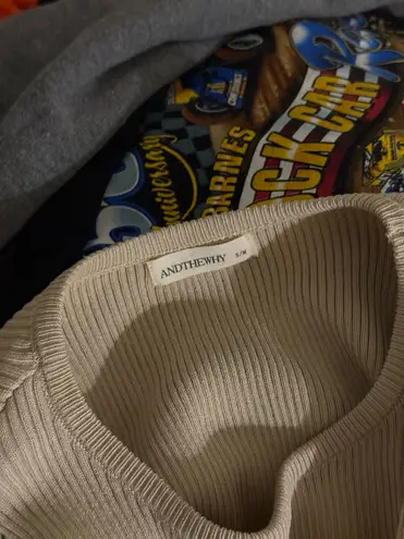 Andthewhy  Tan Ribbed Bodysuit - Image 4