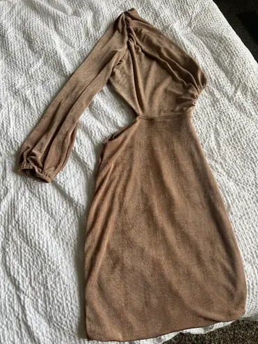 One Shoulder Cocktail Dress Gold Size XS
