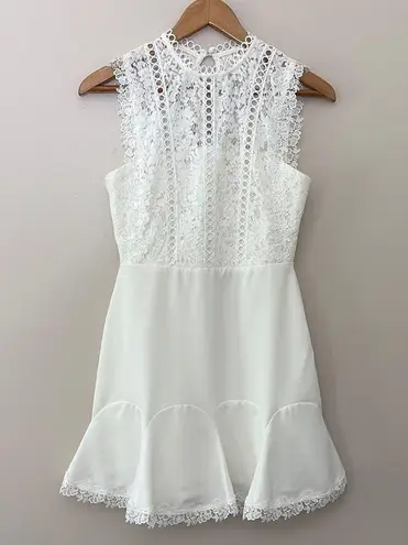 Heartloom Cammie Sleeveless Lace Mini Dress Tulip Hem Eggshell White Size Small