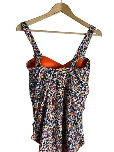Anne cole Twist Front Shirred Confetti Multicolor One Piece Swimsuit Plus 18W