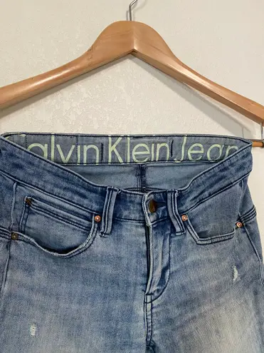 Calvin Klein Jeans Sz 26 Blue  Distressed Skinny Jeans