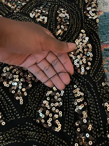 Vijiv 1920s Sequin Embellished Flapper Dress Black