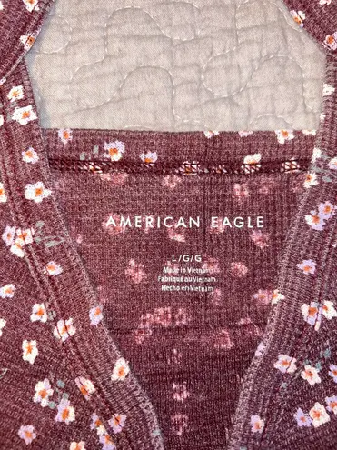 American Eagle Outfitters Purple Floral Crop Tank Top - Image 3