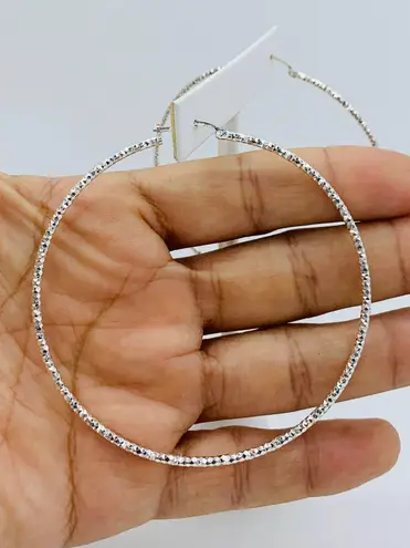 925 Sterling Silver Hoop Earrings Diamond