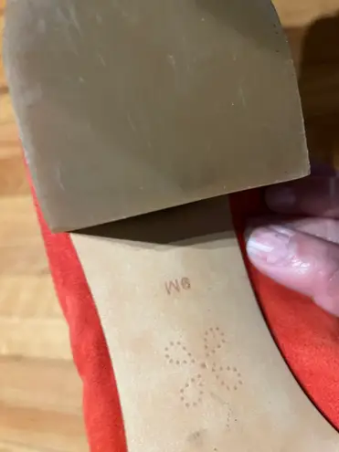 Caslon Suede Pumps Orange Chunky Heel Business Casual Party colorful bright coastal comfy slouchy corrugated draped ruched