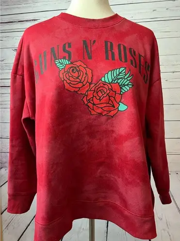 Guns N Roses Sweatshirt Plus 14W 0X Red Pullover Womens Tie Dye Graphic