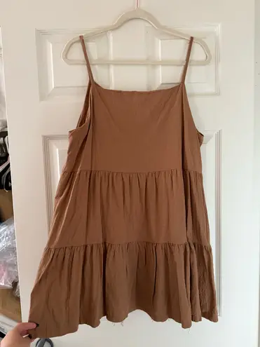 Oak + Fort Tiered Mini Dress - Russet Brown