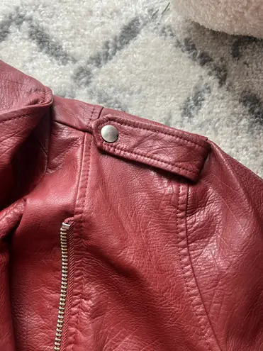 Free Press Burnt Orange Faux Leather Moto Jacket