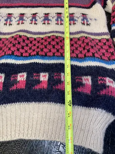 Vintage 80s Peruvian Alpaca Folk Hand Knit Sweater Llama Peru Multiple Size XL