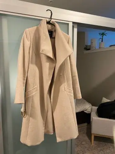 Mango Cream Wool Trench Coat