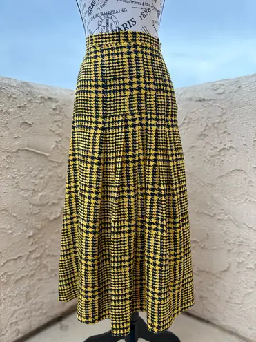 Alessandra Rich houndstooth pleated silk midi skirt size IT 38 US size 2 XS Multiple