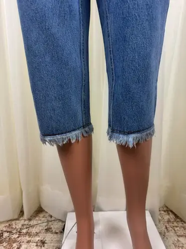 Newport News Vintage Jeanology High Rise Cropped Capri Frayed Hem Denim Jeans 10