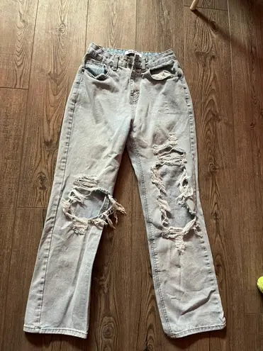 Light Washed Ripped Distressed Mom Jeans Size 00