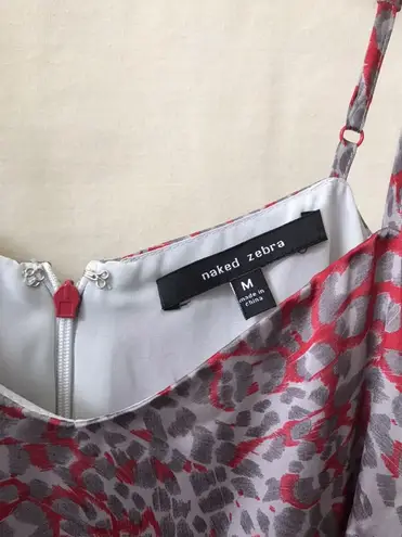 Naked Zebra Animal Print Red Satin Dress