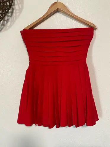 Rachel Roy RED Strapless Pleated DRESS NWOT Cocktail Prom Party Size 4