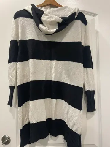 Popsugar Black & White Stripped Hooded Cardigan