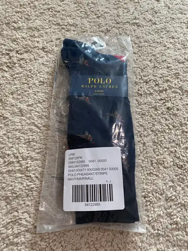 Polo Ralph Lauren Pheasant & Stripe Crew Sock 2-Pack NWT