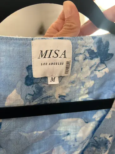 MISA Los Angeles Tilly light blue wildflower v neck romper