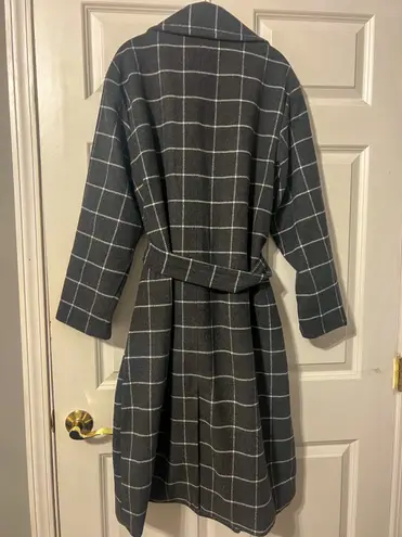 A New Day Grey Plaid Trench Coat