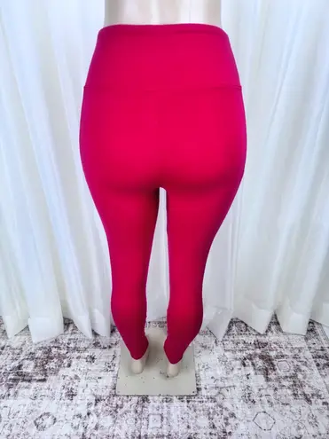 New Women's Zenana Wide Waistband Full Length Leggings With Pockets Red Small