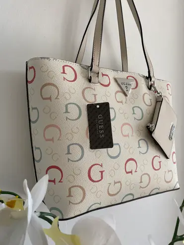 Guess NWT colorful Logo Tote Bag & Pouch