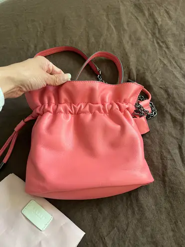 Radley London sunny rise pink leather bucket drawstring crossbody handbag small