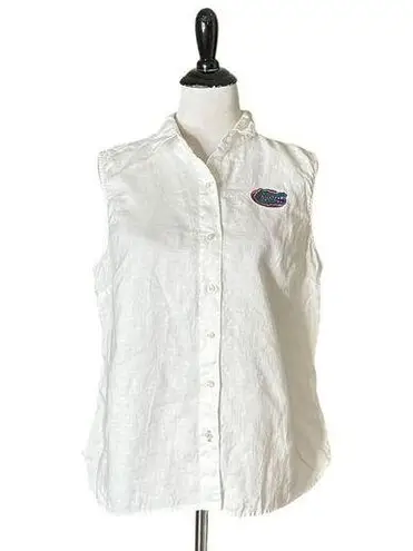 Tommy Bahama  White Florida Gators 100% Linen Sleeveless Blouse Womens Size M L