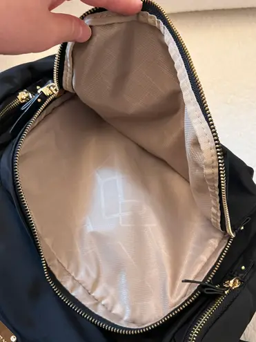 Black Nylon Backpack with Gold Hardware