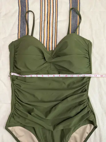 Relleciga Swimsuit Womens XL Green One-Piece Ruched Adjustable Straps Chic Trendy