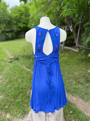 Free People Embroidered Festival Slip On Dress Blue Size XS