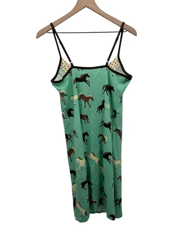 Hatley Womens Horse Print Spaghetti Strap Nightgown Polka Dot Trim Size M