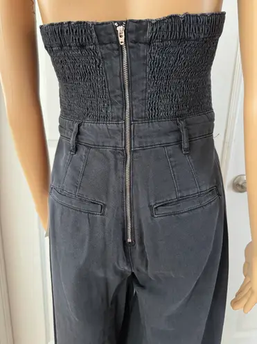 Anthropologie Pilcro Strapless Polished Wide-Leg Denim Jumpsuit