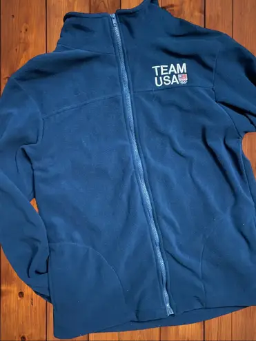 Team USA Unisex Adult’s Large Navy Blue Fleece Full Zip Olympic Jacket Gorpcore