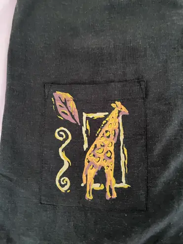 Julie Stevens by Carol Escritor Vintage Black Linen Blend Novelty Giraffe Cardigan, size 15/16