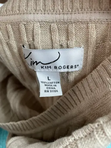 kim rogers Beige Ribbed Crewneck Sweater Size Large