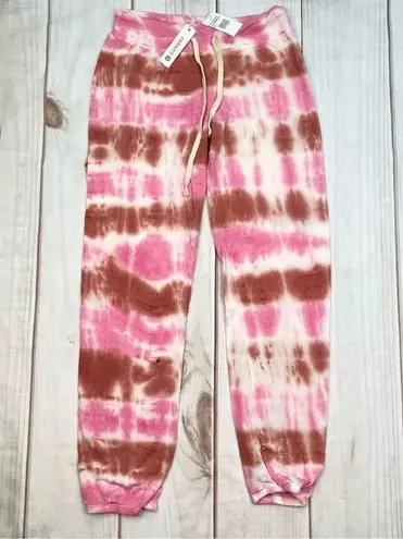 Sundry Pink and Wine Tie Dye Basic Terry Sweatpants NEW Size 1 Small