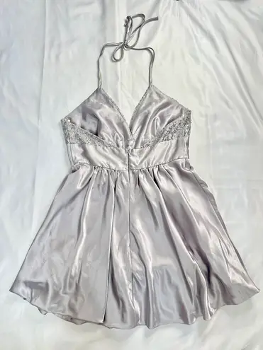 Fiesta Fashion Fiesta Sparkly Glitter Silver Metallic Deep V Halter Mini Homecoming Dress - S