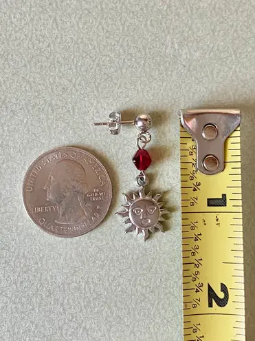 Handmade stainless steel sun face & Czech glass beads boho retro vintage style dangle earrings☀️