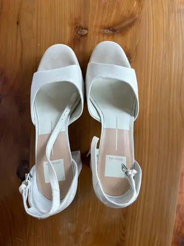 Dolce Vita Ivory Leather Block Heels White Size 10