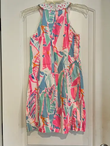 Lilly Pulitzer Lynn Out To Sea Sailboat Print Lace Front Sleeveless Shift Dress