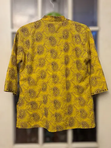 Unbranded Women's XL Yellow Paisley Casual Relaxed Fit Ethnic Kurti Top Blouse
