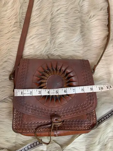 Vintage Leather Boho Hippie Purse Brown