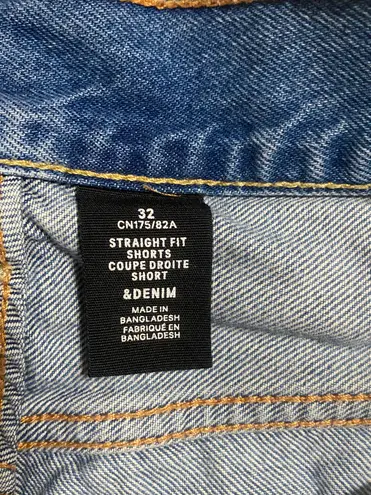 Denim & Co & Denim Brand Womens Jean Shorts Blue Cut Off Stonewash Mid Rise Distressed 32