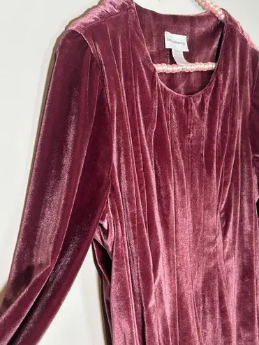 Soft Surroundings  Size Small Velvet Blouse Long Sleeve Pink Velour Warm Top