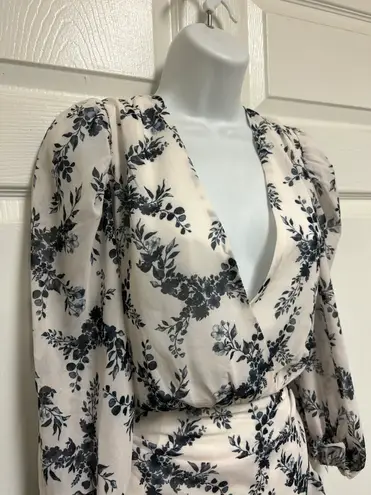 In The Style Lorna Luxe Mini Wrap Mono Floral Print Dress