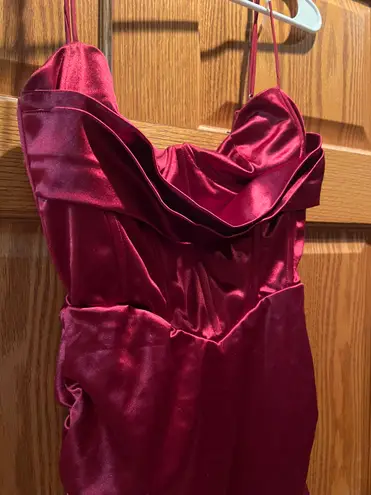 Burgundy Silk Corset Dress Red