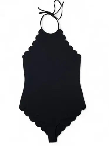 NWOT! MARYSIA Mott Maillot Black Swimsuit Bodysuit Scalloped Edge Backless Size Large