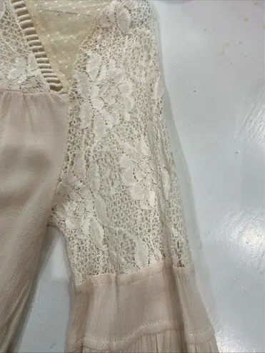 Coco + Jaimeson Cream Lace Crochet Top Size Small Boho Tan